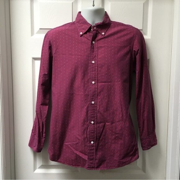 Spier & Mackay Burgundy Speckled Long Sleeve Button Down Shirt - Picture 2 of 6
